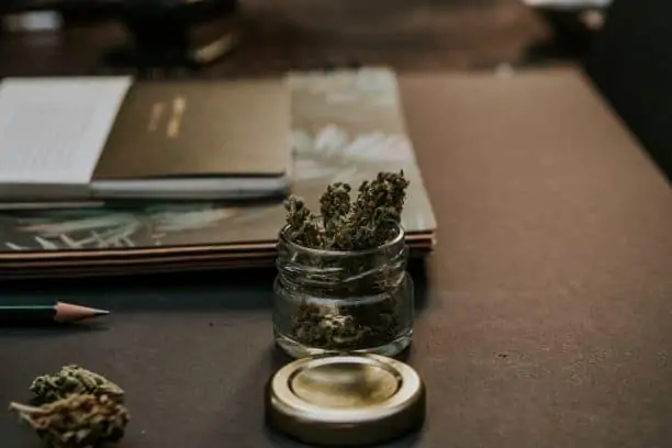 marijuana on desk